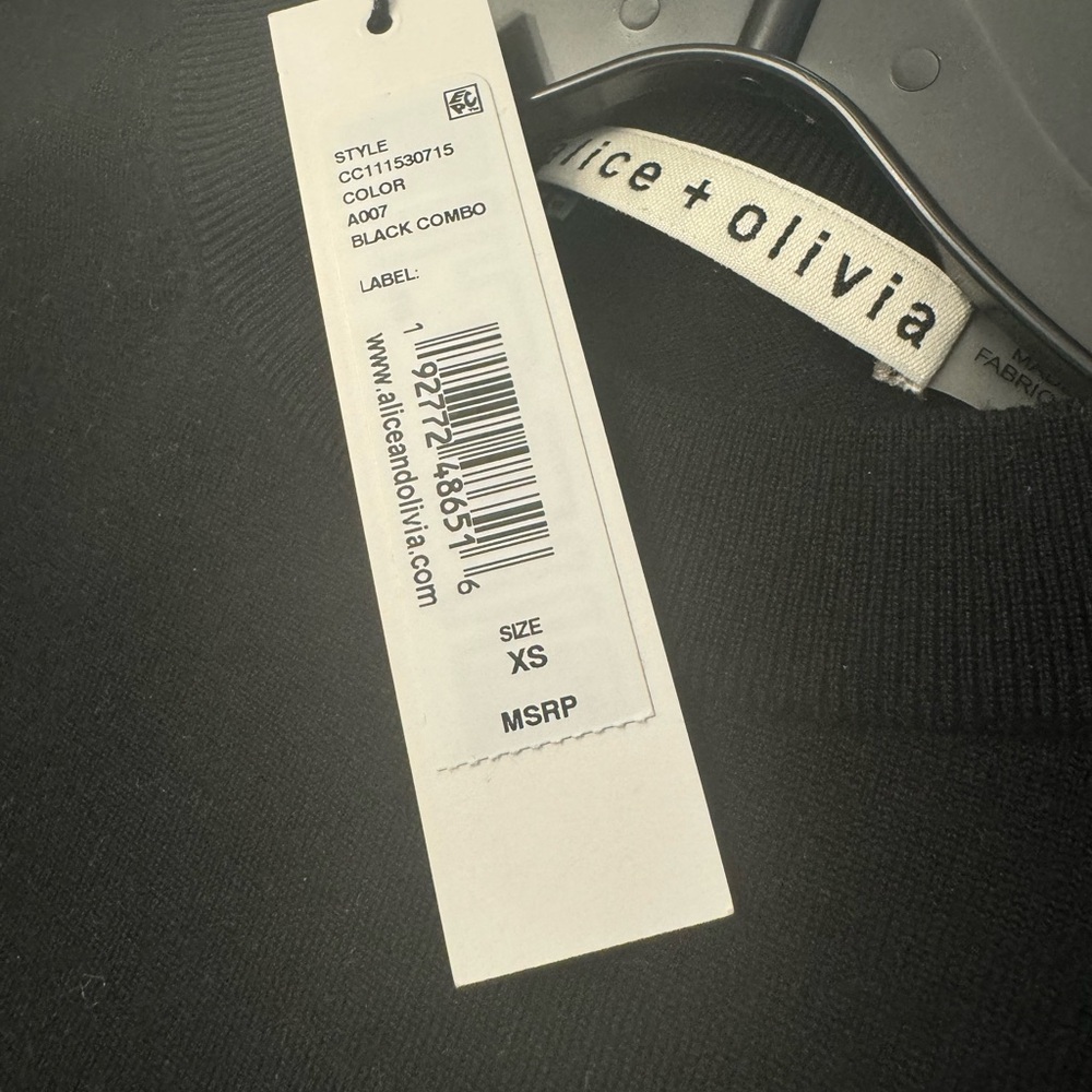 Alice + Olivia Kirie Combination Sleeve Sweater in Black - Picture 5 of 5